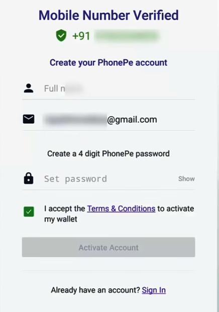 phonepe register step by step 