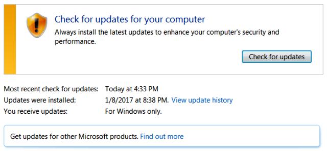 check for windows updates 