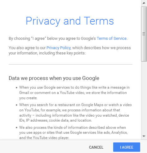 gmail id privacy agree