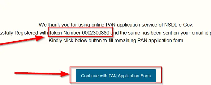 pan card token number 