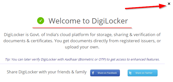 successfully create digilocker account